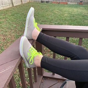 Vans gray/neon low-top sneakers, size 6